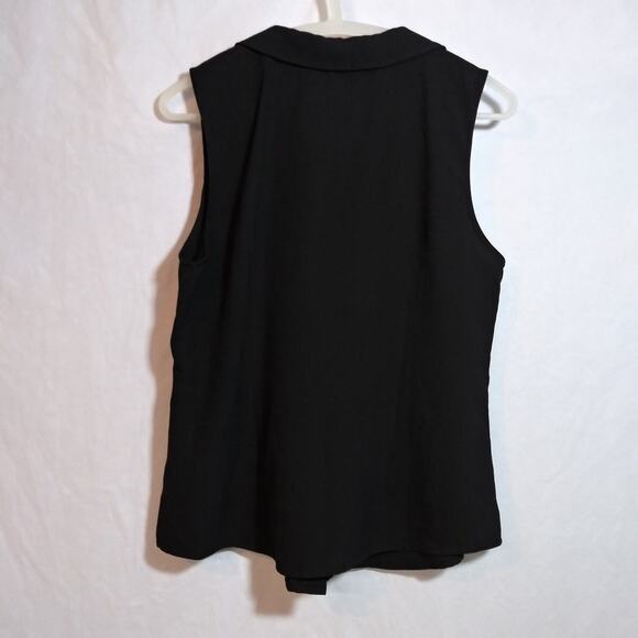 Modcloth Black Sleeveless Button Up Blouse Sleek Neutral Size L - Picture 7 of 7